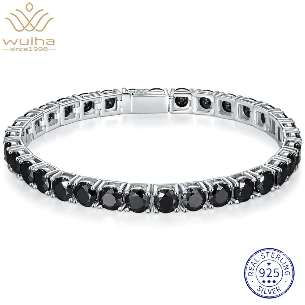 WUIHA стерлингового серебра 925 пробы черный настоящий GRA муассанит с бриллиантами