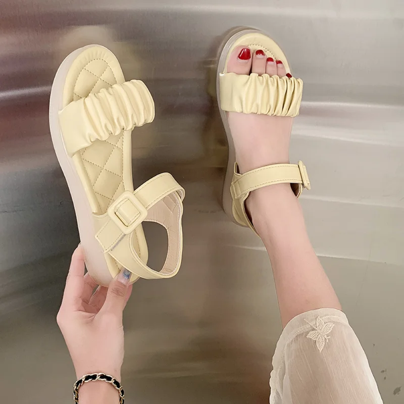 

2023 new summer women hook loop Roman sandals female all-match peep-toe shoes simple student sandals
