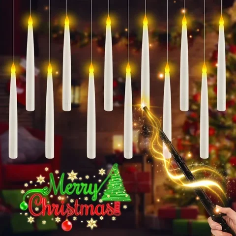 12-20 шт. бежевые церковные светильники с аккумулятором, беспламенные мерцающие свечи в виде столба, фотосвечи для свадебного декора, рождественские свечи для ужина - изображение