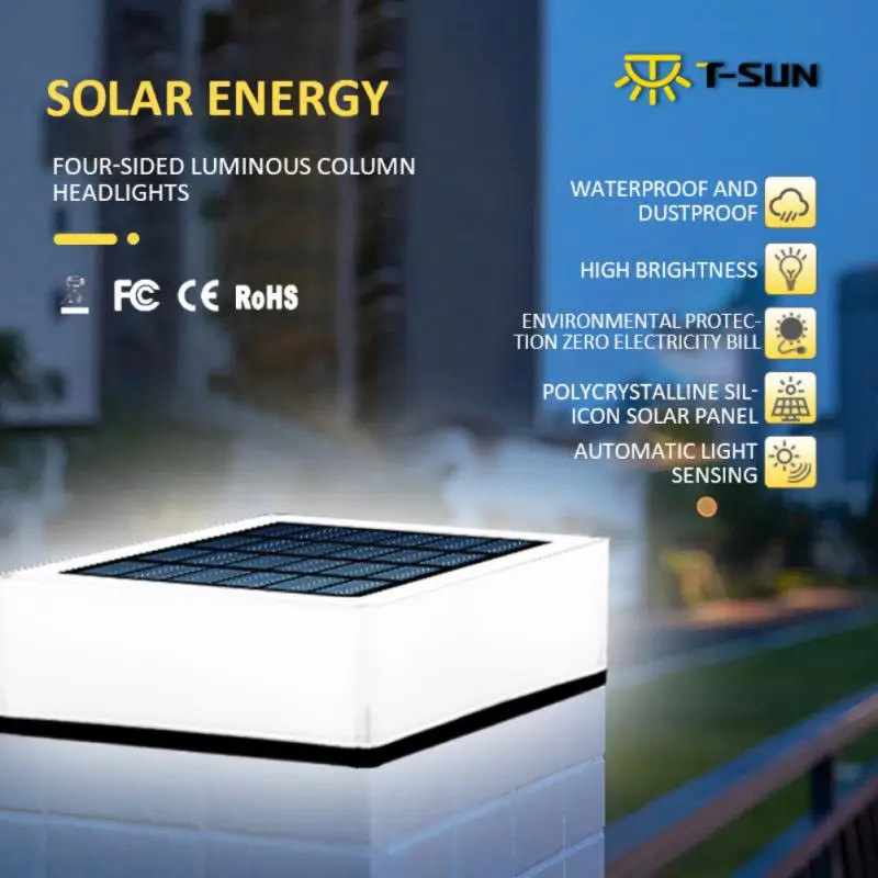 

Waterproof 1500mah Solar Column Head Light Quick Charge Gradual Change Landscape Light Outdoor Lighting Garden Ligh Durable