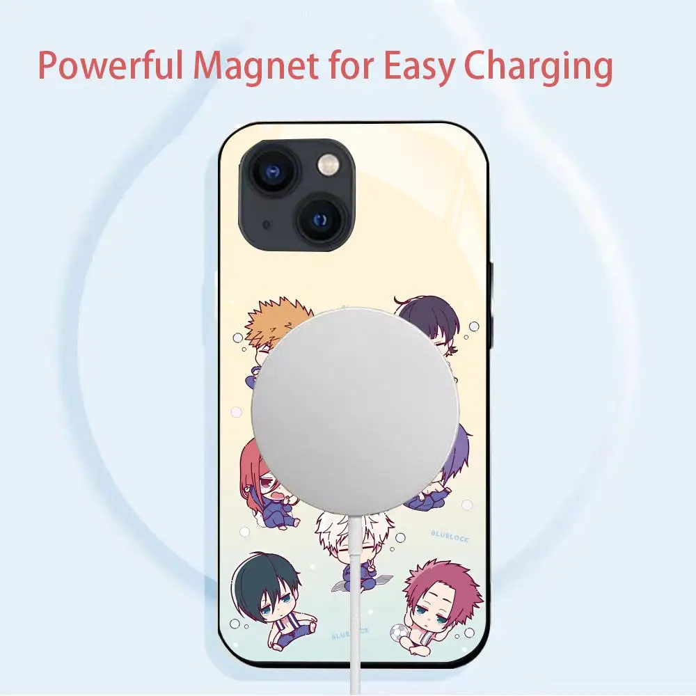 Фото Чехол для телефона Japan Anime B-Blue L-Lock для IPhone 16 15 14 13 12 11 Pro Max Plus Mini Magsafe Mirror, беспроводной магнитный чехол с зеркалом №2