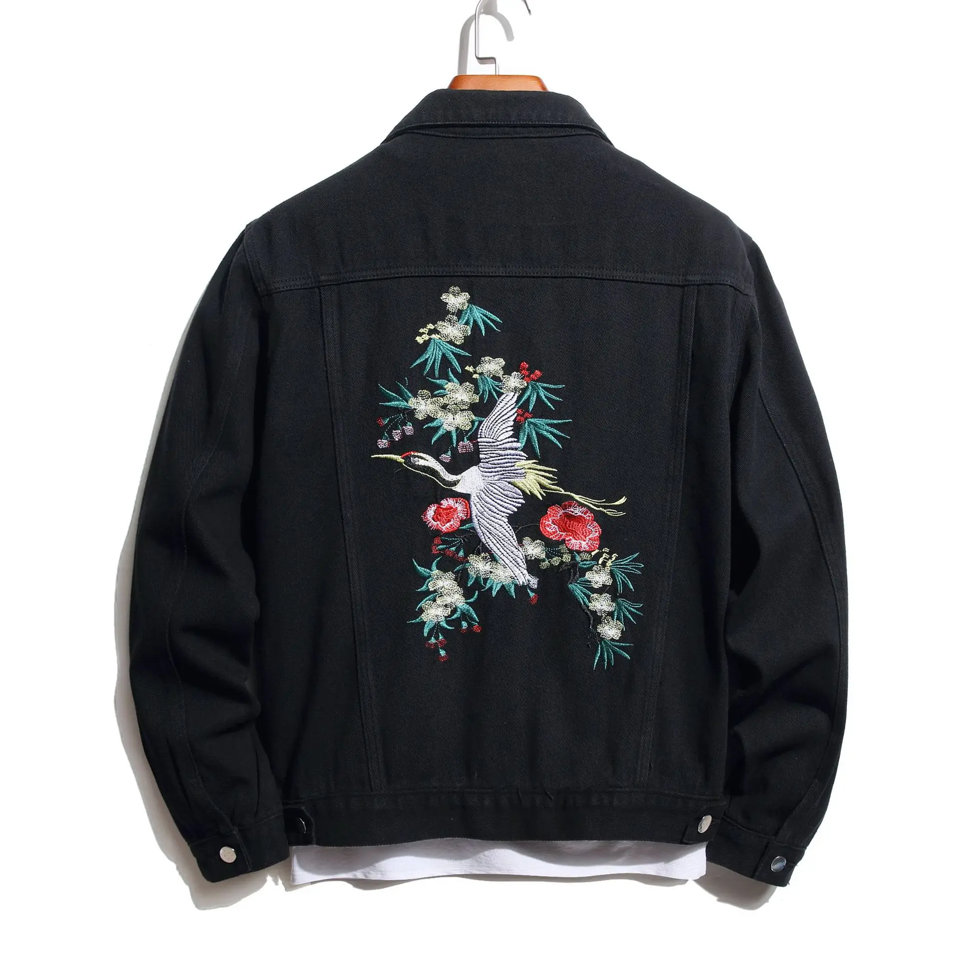 

2022 Men's Black Embroidered Denim Jacket Youth Autumn New Embroidered Denim Jacket