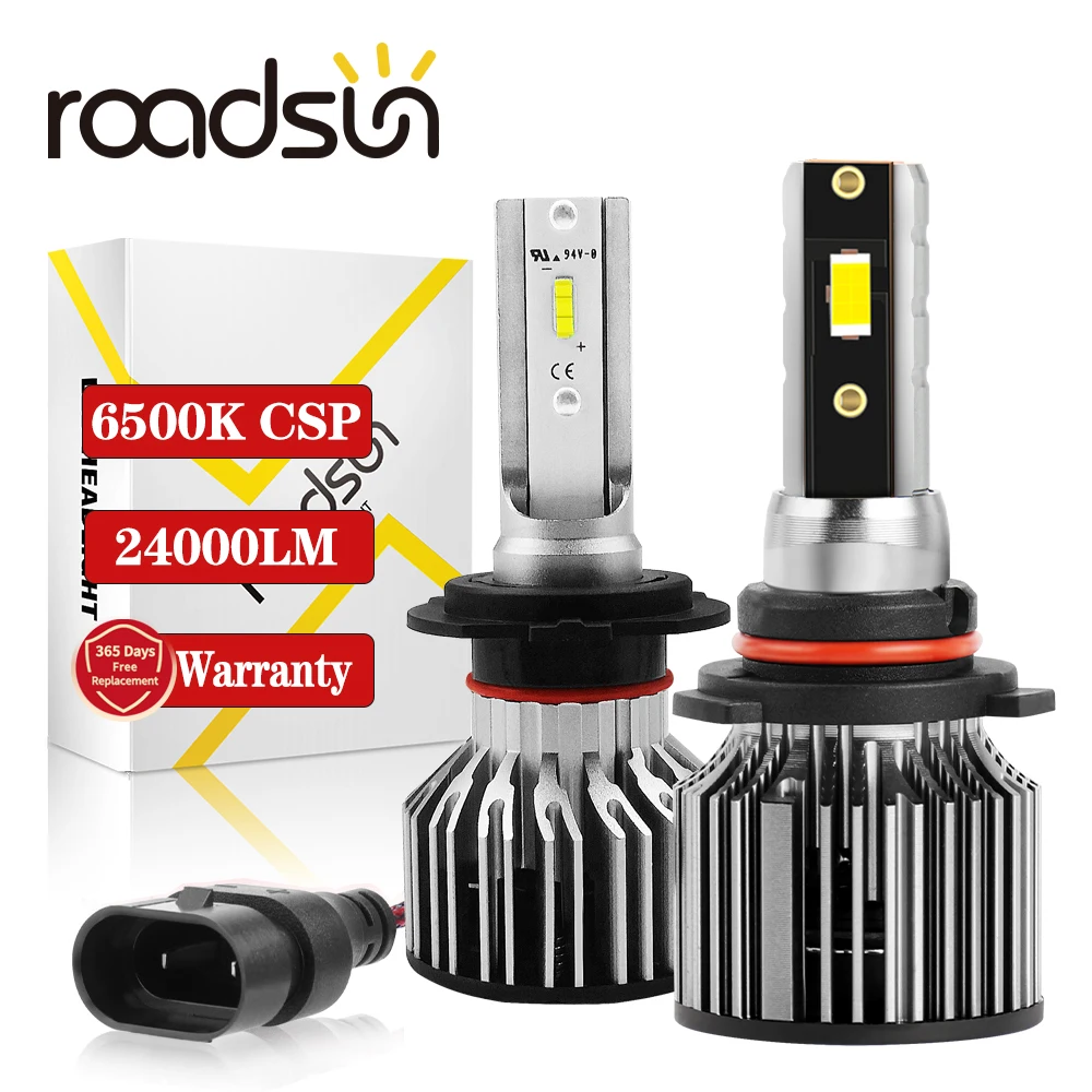 

roadsun 2PCS 3570 CSP 100W Car LED Headlight H4 Hi/Lo H7 H1 H8 H9 H11 9005 HB3 9006 HB4 9003 20000LM 6500K 12V Auto Fog Light