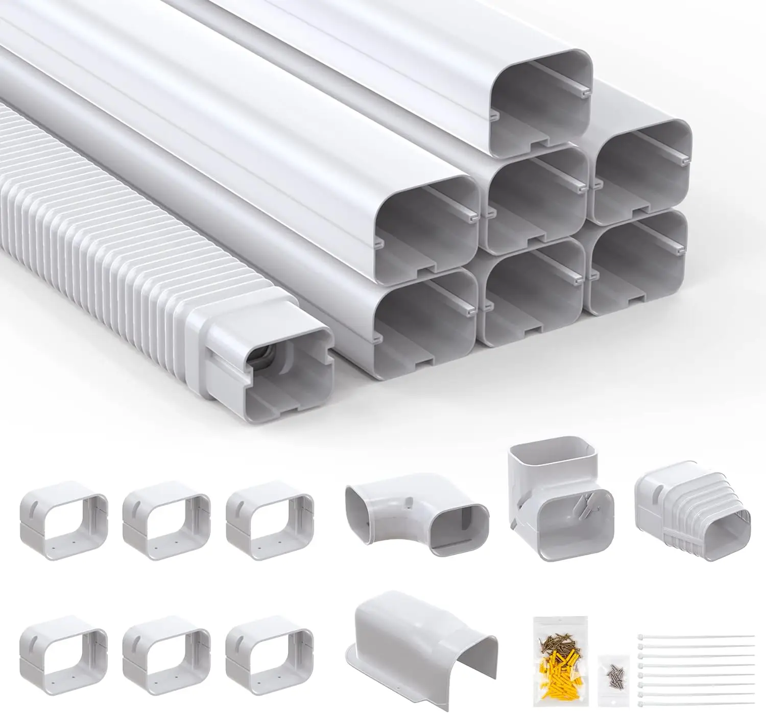 

Mini Split Air Conditioner PVC Line Set Cover Kit, 3" 25Ft Decorative Tubing for Heat Pumps System and Central Air Condition
