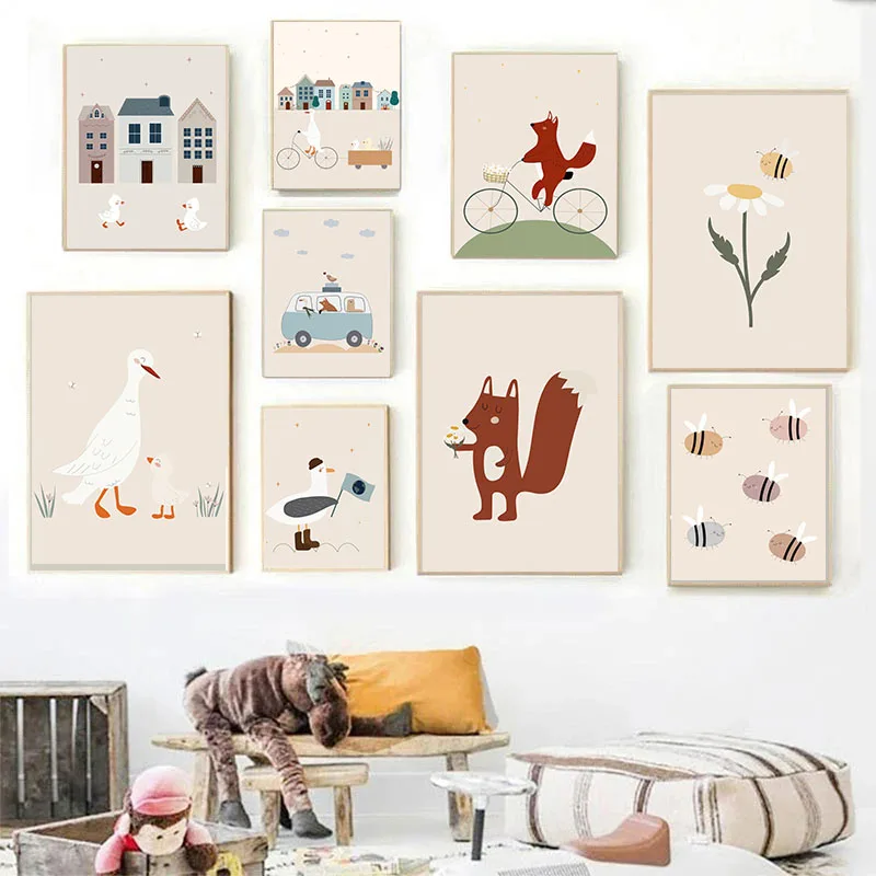 Настенная картина JUBEER Бежевый мультфильм