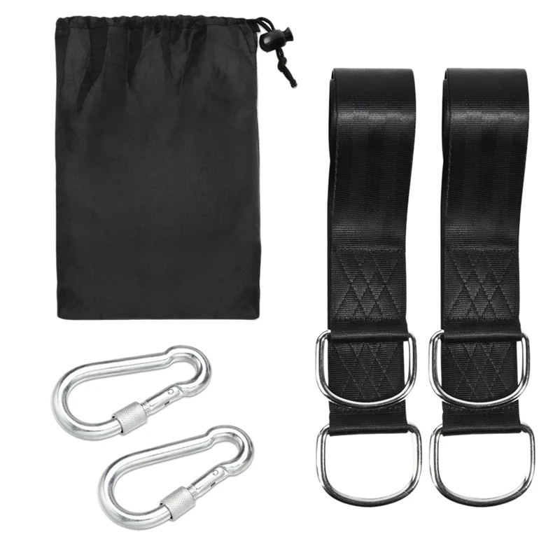 

PHFU-Wide Strap Swing Hammock Connecting Belt Multi-Purpose Tying Rope 2 Tree Swing Straps+2 Screw Lock Carabiners