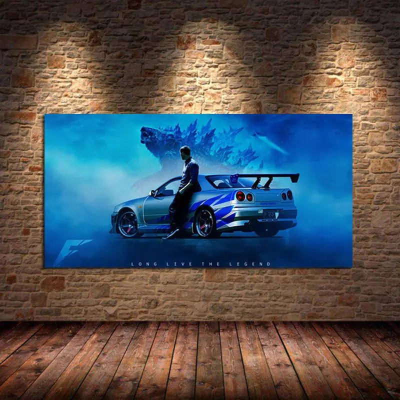 

Nissan Skyline GTR R34 Modern Car Canvas Painting Posters and Prints Wall Art Pictures for Living Room Home Decoration Unframed