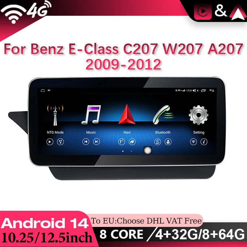 Автомобильный радиоприемник Android 14 для Mercedes Benz E Coupe C207 A207 навигация 8-ядерный