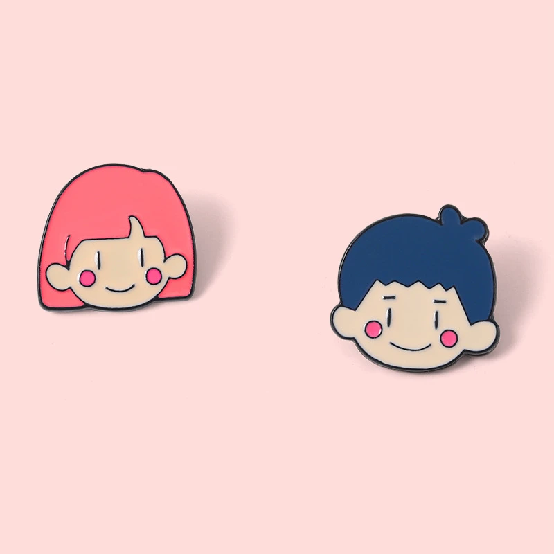 

Kawaii Boy Girl Enamel Pins Popular Couple Chibi Brooch Anime Characters Pin Gift For Friends Backpack Badge Pins For Backpacks