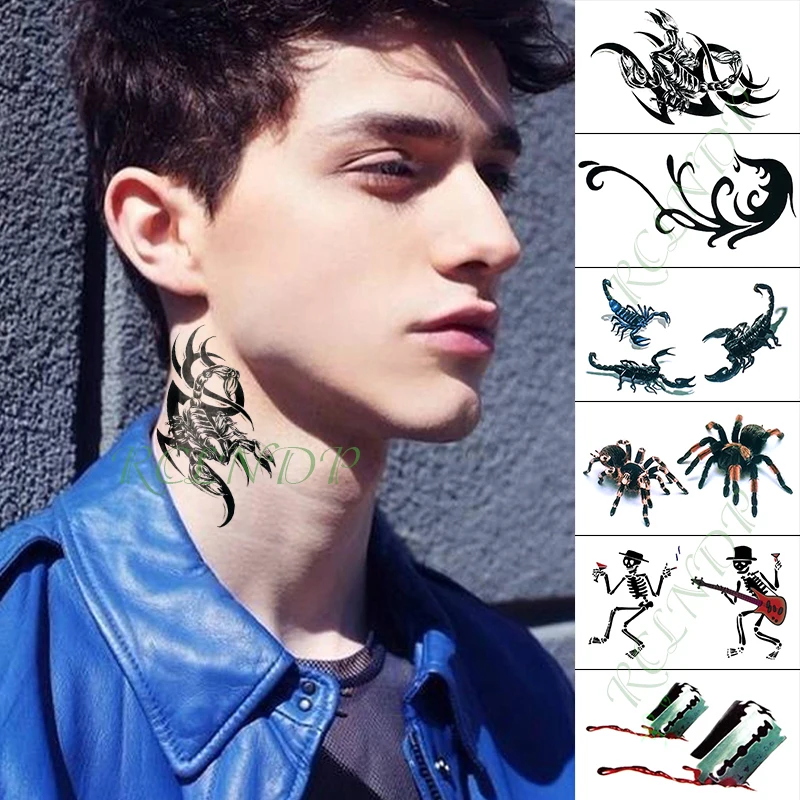 

Waterproof Temporary Tattoo Sticker scorpion spider flower tatto flash tatoo fake tattoos for kid men women
