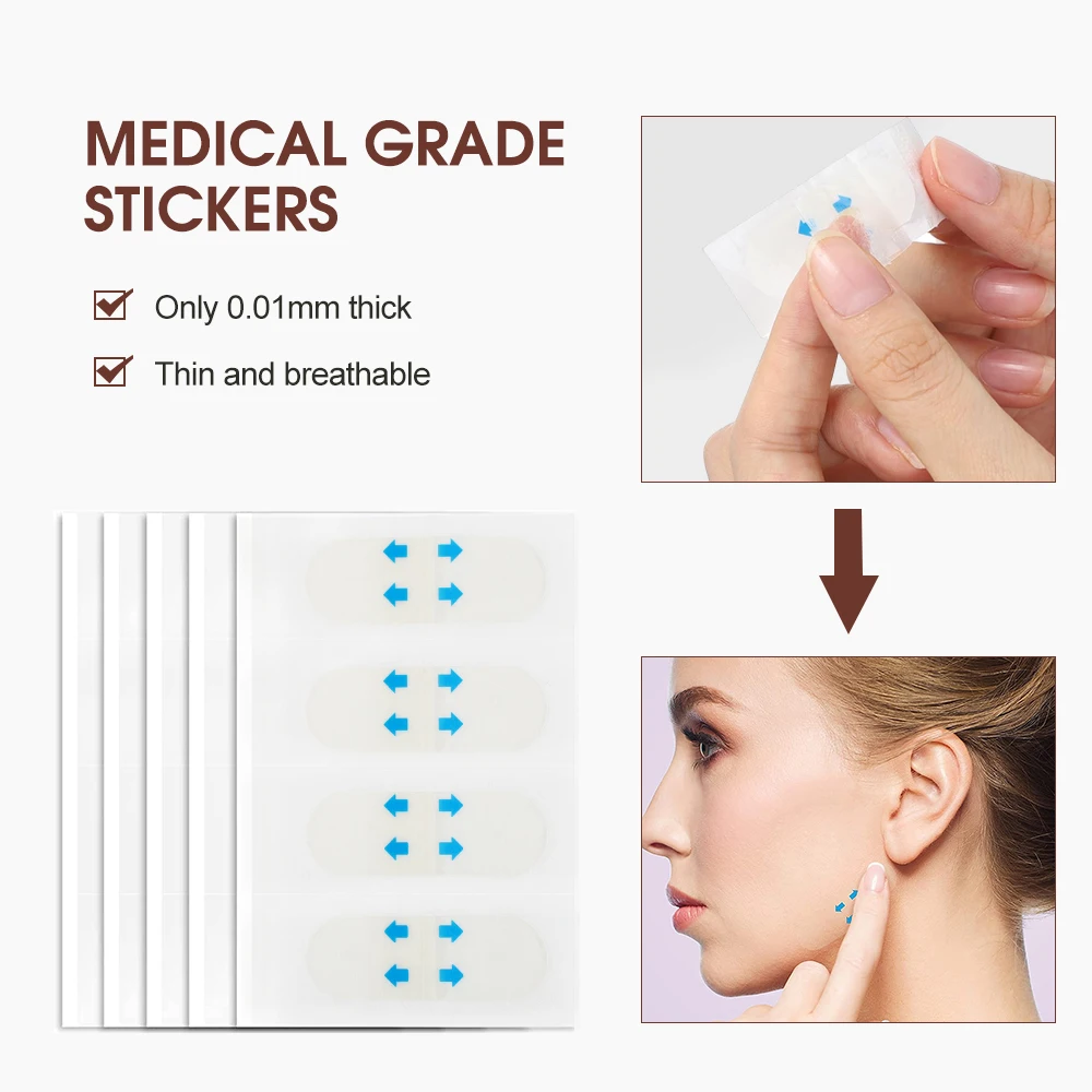 

80Pcs Face Lifting Sticker Waterproof V Face Makeup Adhesive Tape Invisible Breathable Tighten Chin V Face Sticker Anti Wrinkle