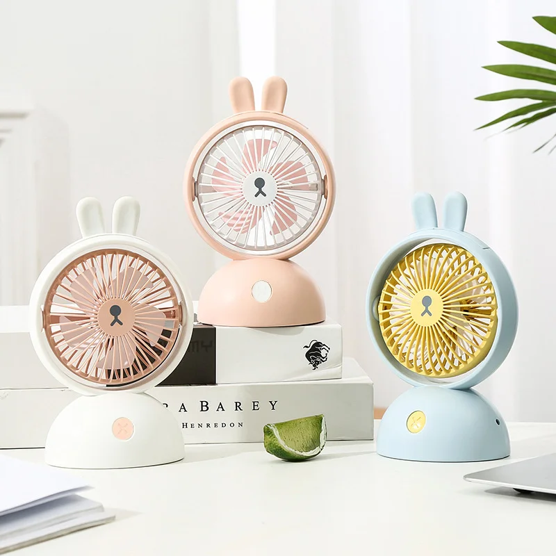 

Mini USB Electric Fan Cartoon Rabbit 5 Leaf Small Tower Fan Handheld Desktop Large Fan For Home Lovely Student Gift