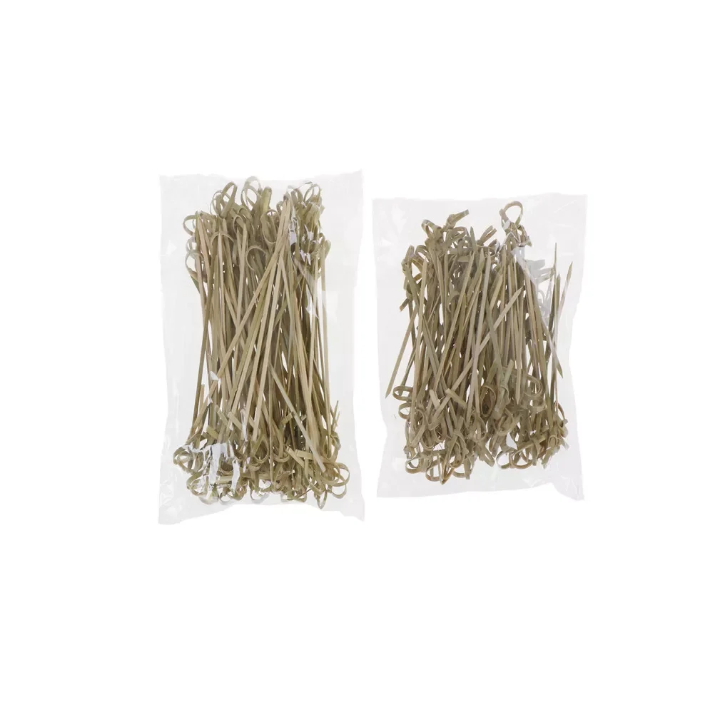 

2023NEW Disposable Bamboo Tie Knotted Skewers Twisted Ends Cocktail Food Fruit Picks Fork Sticks Buffet Cupcake Topper