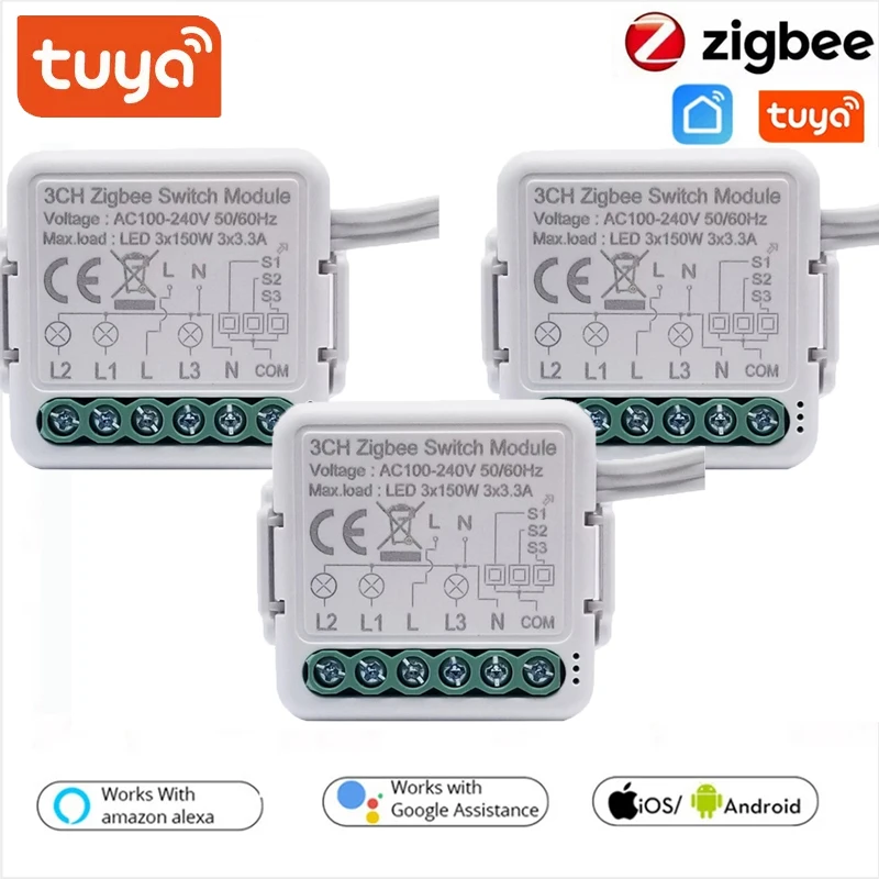

Tuya Zigbee Smart DIY Switch Module With Neutral 2 Way Control, Smart Home Automation Interruptor Works For Alexa Google Home