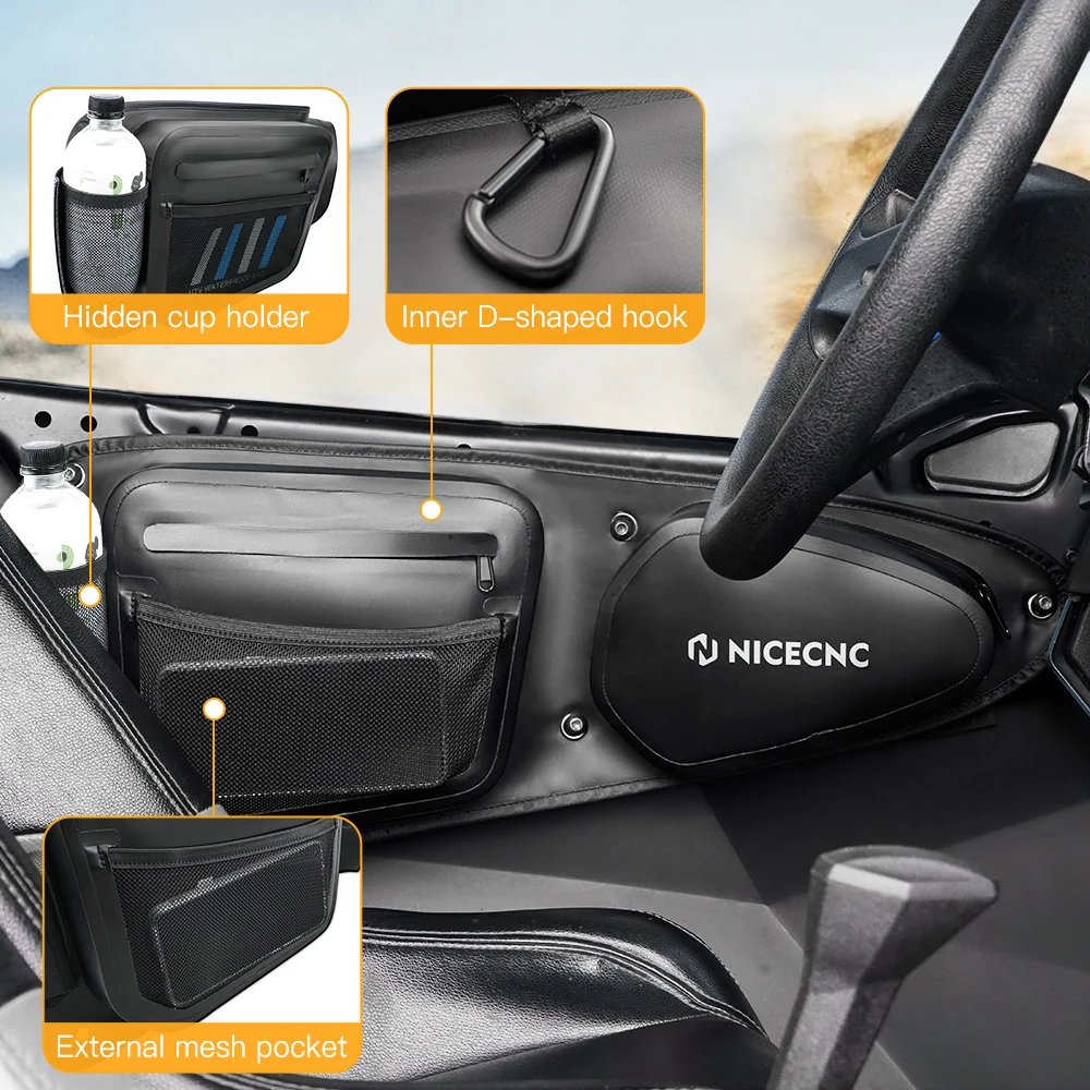 

NiceCNC Side Door Bags UTV RZR Front Door Storage Bags for 2014-2022 Polaris RZR XP 4 1000 Turbo S900 1000 900 Turbo S 900 2011