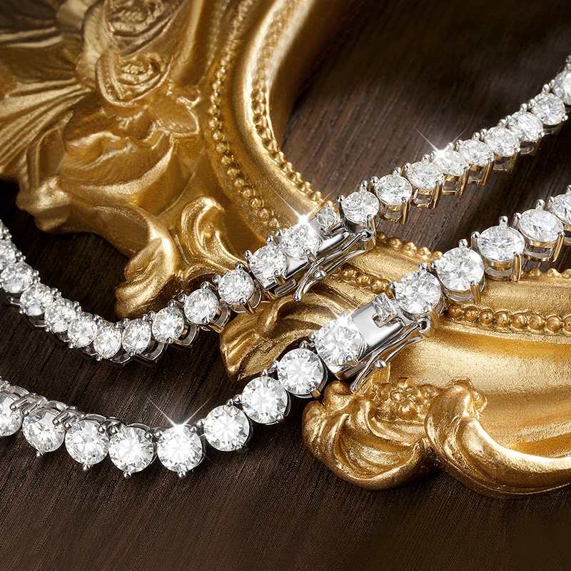 KNOBSPIN 3 когтя D VVS1 муассанит теннисное ожерелье 3/4/5 мм GRA сертифицированное