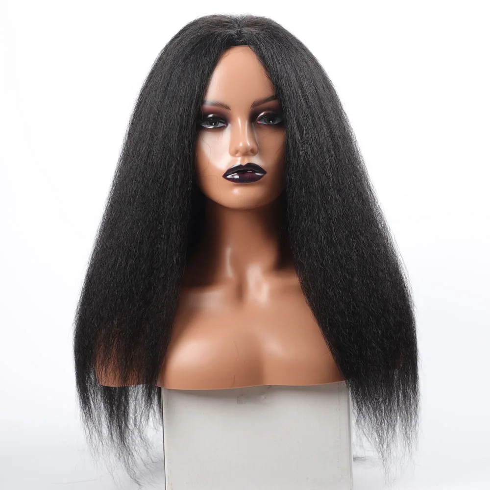 

Kinky Straight Wigs Long Yaki Straight Lace Front Wig Synthetic Lace Front Wig For Black Women With Babyhair Heat Resistant
