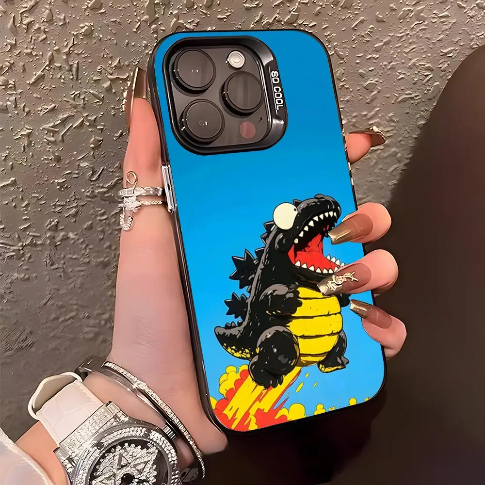 Фото Чехол C-Cool Go-Godzillas для iPhone 17 Air 16 15 14 Plus 13 12 11 Pro XS Max, серебристо-черный, с бампером №3