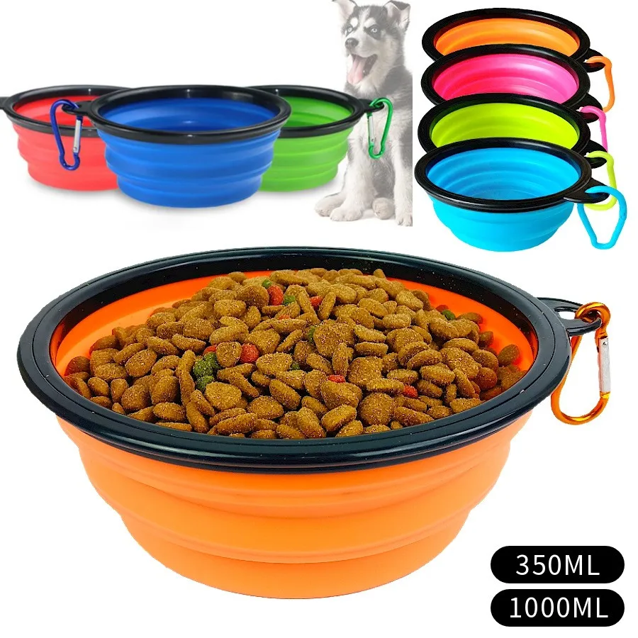 

Travel Bottle Accessories Container Puppy Cat Large Silicon Bowl Water Collapsible 350/1000ml Food Dish