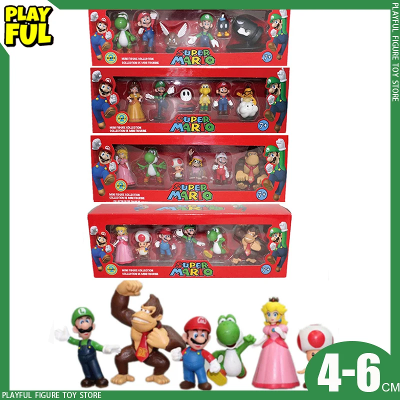 

Super Mario Bros Anime Figure Luigi Yoshi Donkey Kong Mushroom Action Figurine Statue Decoration Model Set Doll Toys Gifts Pvc