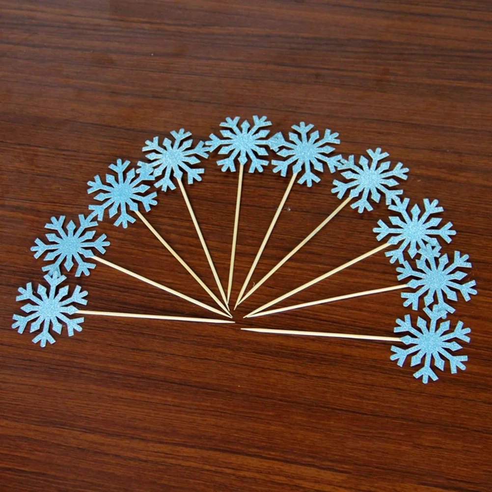 

60pcs Cake Decor Snowflake Beautiful Creative Christmas Cupcake Topper Cake Decor Dessert Pick Party Supplies