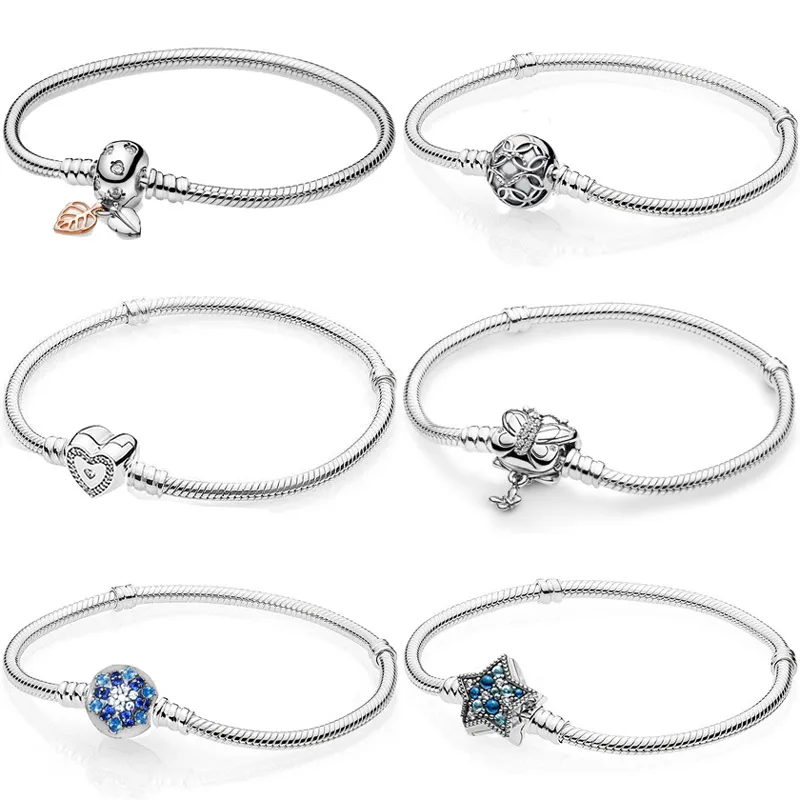 

Original Moments Butterfly Snowflake Leaves Clasp Snake Chain Bracelet Bangle Fit Europe 925 Sterling Silver Bead Charm Jewelry