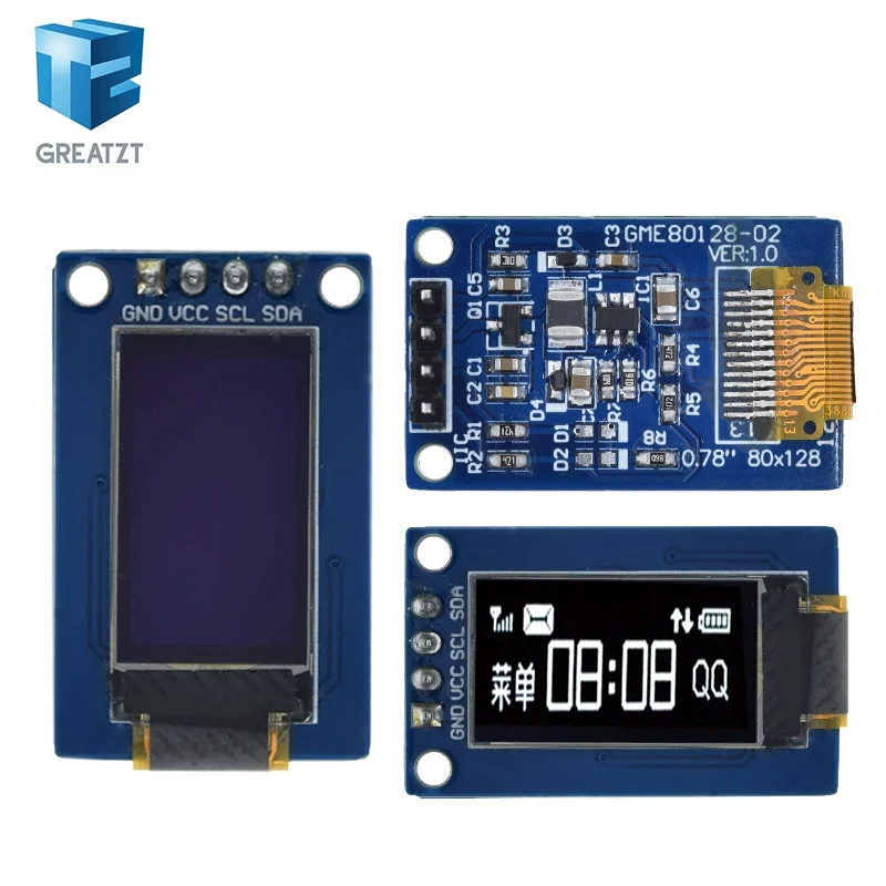 Модуль ЖК-дисплея TZT с OLED-дисплеем 0 78 дюйма разрешение 78*80 интерфейс SPI драйвер SH1107