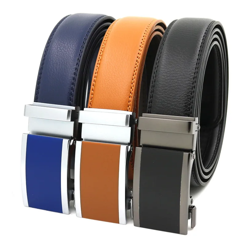 

Ratchet Automatic Buckle Genuine Leather Belts For Men Business Male Belt Luxury Brand Waistband High Quality Cowhide Fashion