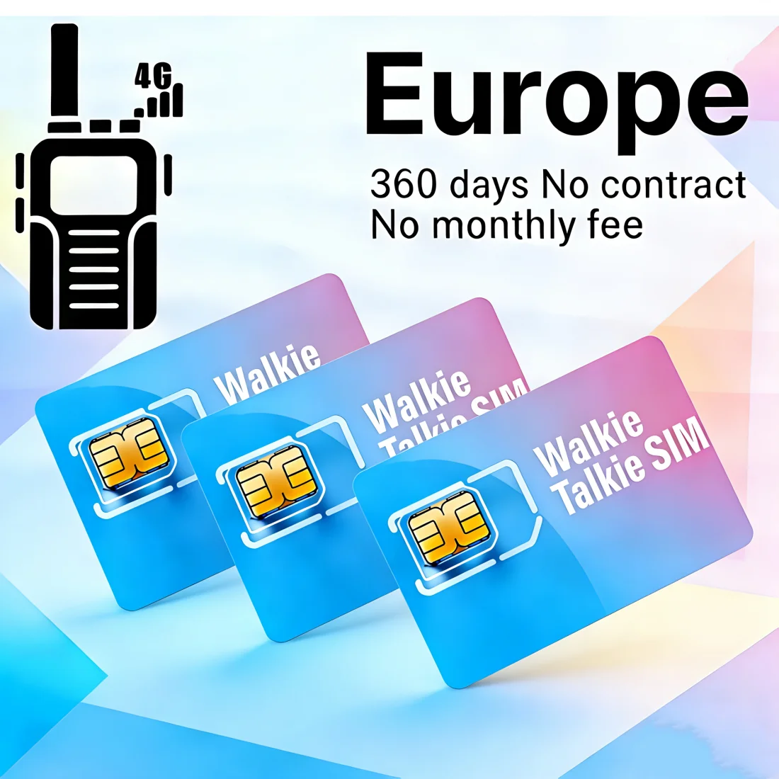 Фото Европейская SIM-карта 4G LTE Global PTT для раций – без контракта, 1 ГБ/360 дней, 3-в-1 SIM для PTT-радио K500 и т.д. №2