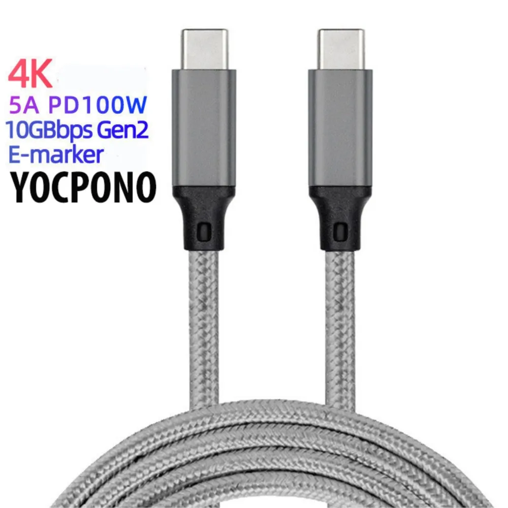 

YOCPONO PD Quick Charge Line Type-C3.1 Male-to-male Mobile Phone 4K Projection Line E-MARKER Braided 100W Data Line 5A