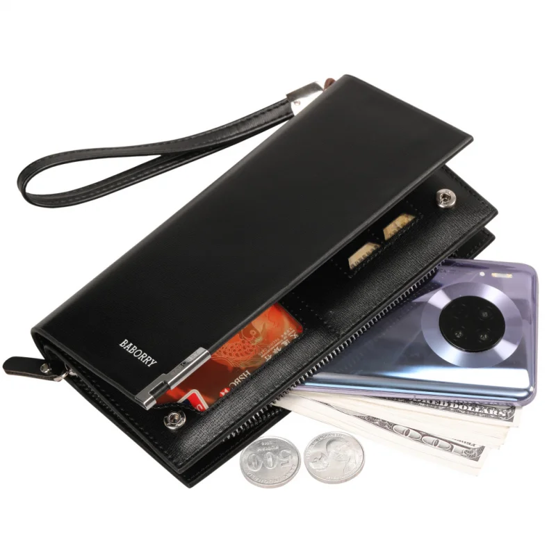 Длинный кошелек BABORRY деловой мужской тонкий бумажник роскошный брендовый