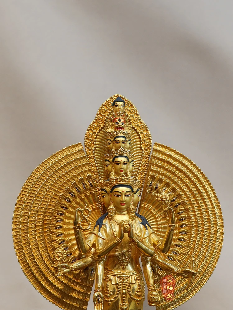 Статуэтка Будды Гуаньинь 5 дюймов позолоченная Бронзовая статуэтка Бодхисаттва