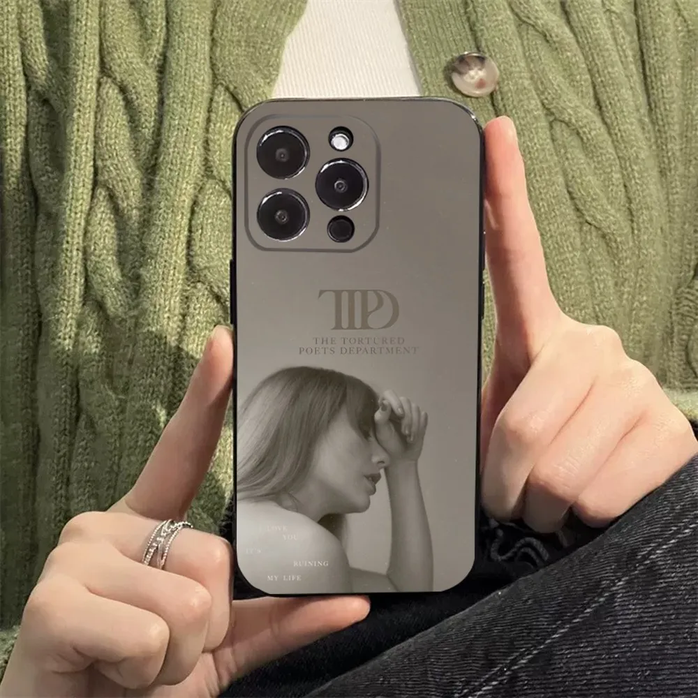 T-TaylorS TTPD S-SwiftS Phone Case For iPhone 16 15 14 13 12 11 Plus Pro Max XS X XR SE Mini 8 7 Soft Silicone Black Cover