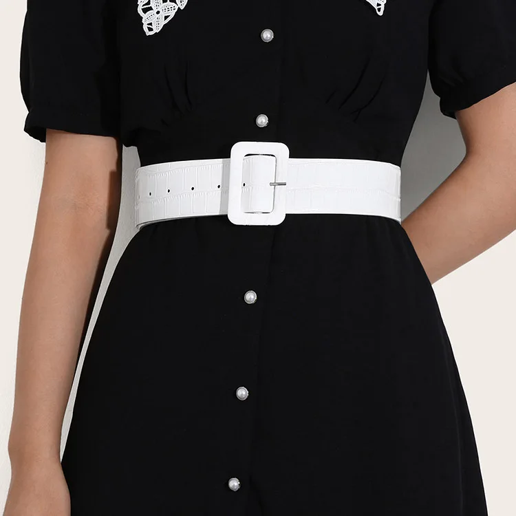 Designer's New Pin Buckle Wide PU Leather Women's Belt Skirt Sweater Decorative Belt Dress High Waist Belts