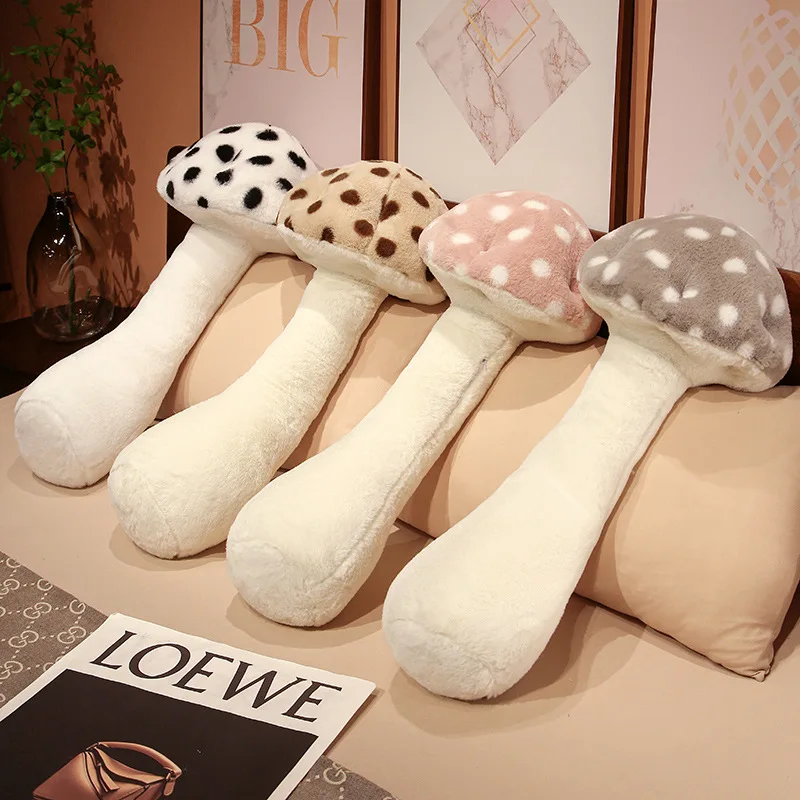 

80/100CM Stuffed Giant Umbrella Head Mushroom Plushie Plant Plush Toy Creative Dried Shiitake Mushroom Throw Pillow for Kids Sof