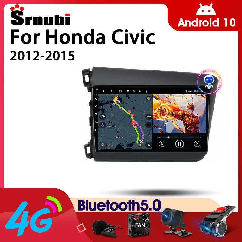 

Srnubi Android 10 автомобильное радио для Honda Civic 2012-2015 мультимедийный видеоплеер 2Din 4G WiFi GPS навигация Carplay DVD головное устройство
