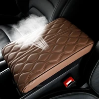 wave embroider pu leather car armrest cushion auto armrests cover pad storage box mat center console arm rest protection