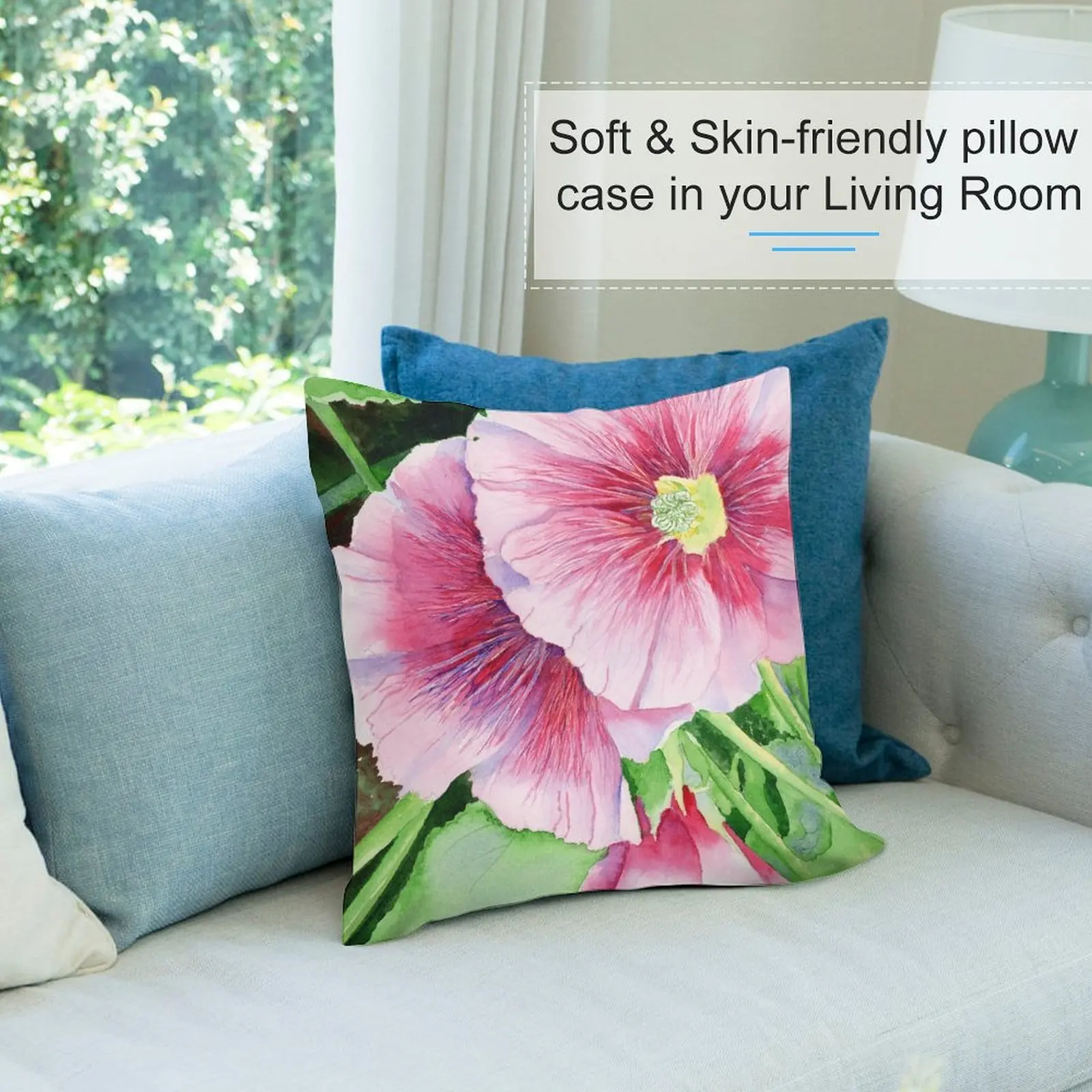 Розовые подушки Hollyhocks рождественские наволочки декоративные Новогодняя подушка