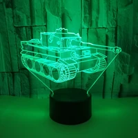 tank night light 3d illusion lamp led nightlight 7 color changing desk table lamp with usb cable kids boys birthday xmas gifts