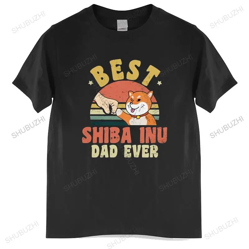 

Cotton Tshirt Men Crew Neck Tops Vintage Japanese Shiba Inu T-Shirt Best Dog Dad Ever T Shirt Unisex Teeshirt Euro Size