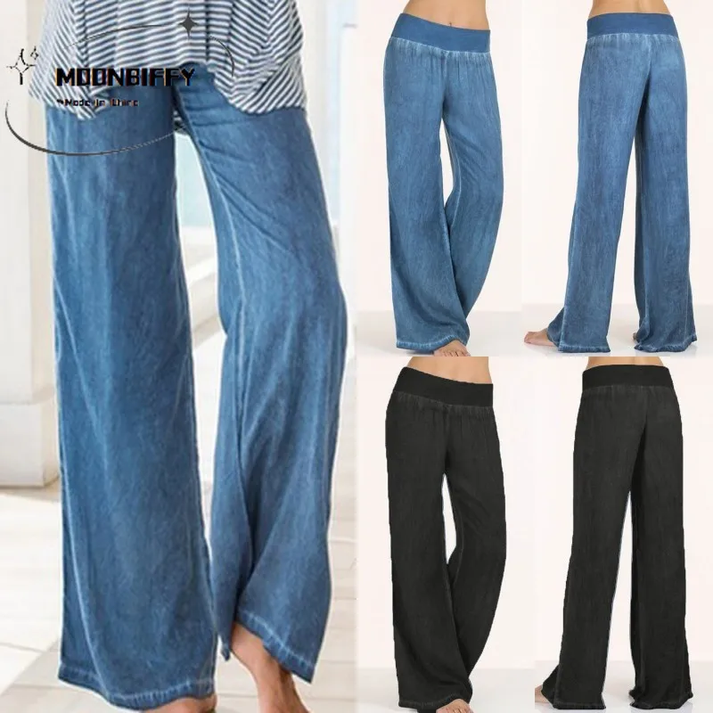 

2022 Fashion Women's Casual Pants Thin Jeans Loose Wide Leg Pants Trousers