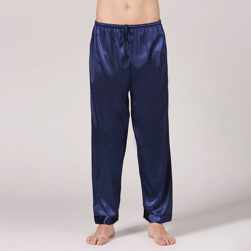 Mens Nightwear Sleepwear Pants Bath Pajamas Soft Satin Silk Long Lounge Pants Pyjamas Sleep Bottoms Homewear