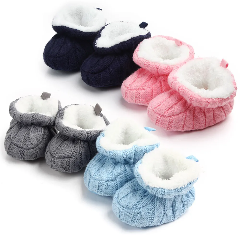 

Infant Crochet Knit Baby Shoes For Boys Girls Winter Warm Newborns Soft Soled Footwear First Walkers Toddler Crib Boots