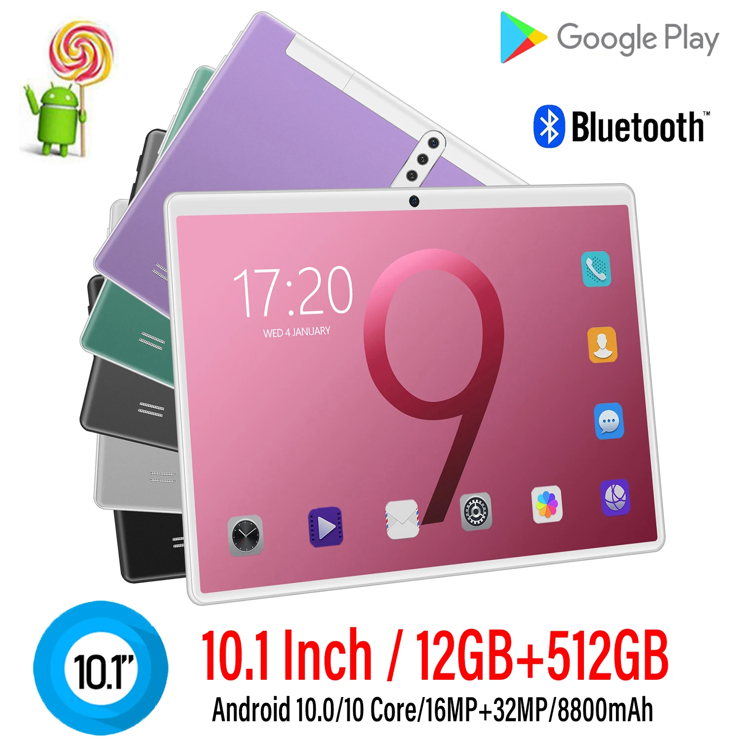 Планшет на Android 10 0 2 SIM-карты 8800 мАч Snapdragon 12 Гб 512 ГБ с клавиатурой 1 дюйма WPS офисный