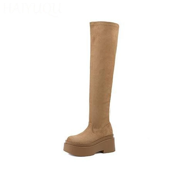 Женские замшевые ботинки на высоком каблуке дизайнерские модные повседневные