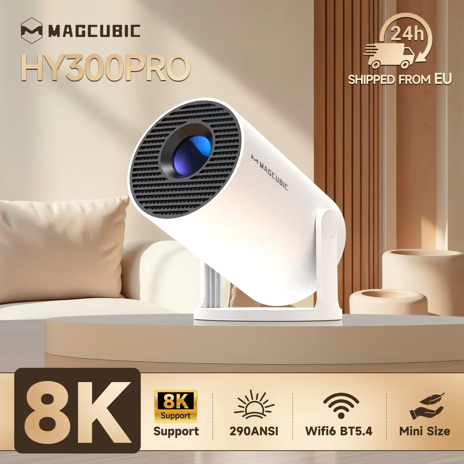 Magcubic Projector HY300 Pro Android 14 8K Dual Wifi6 290ANSI Allwinner H726 BT5.4 1080P 1280*720P Home Cinema Outdoor Projetor