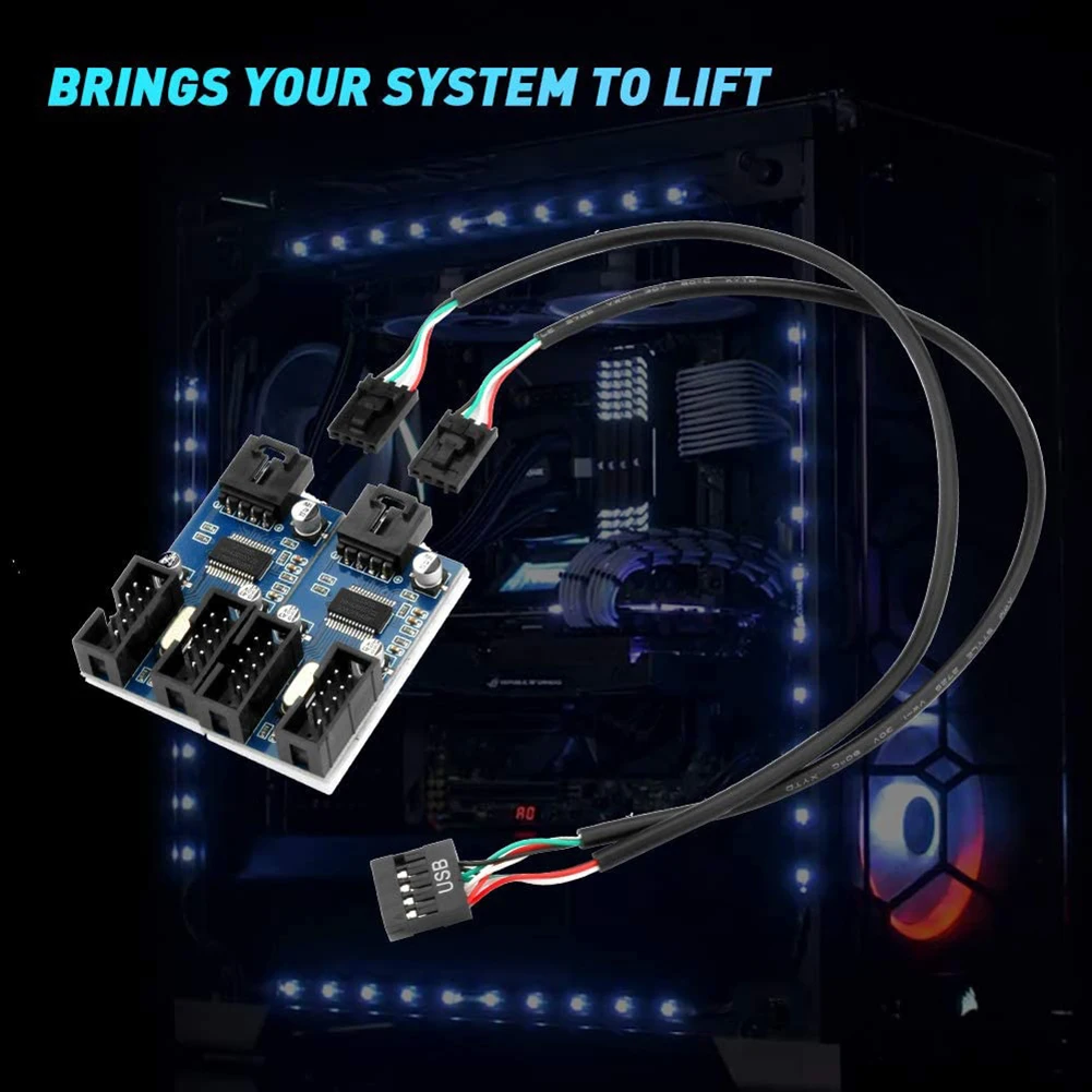 

30cm USB 9 Pin Interface Header Motherboard Extension Splitter 1 To 2/4 Cable Desktop USB2.0 HUB Connectors Adapter Port