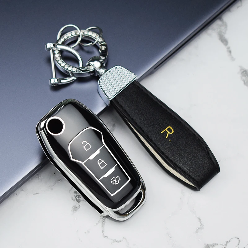 

Складной чехол для ключей с 3 кнопками, защитный чехол для ключей для Ford Fusion, Fiesta, Escort, Mondeo, Everest, Ranger, мягкий чехол для автомобильного ключа из ТПУ