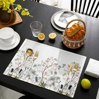 spring plant place mats table mats washable crane poinsettia tree palm leaf cotton and linen placemats for diningpartyholiday