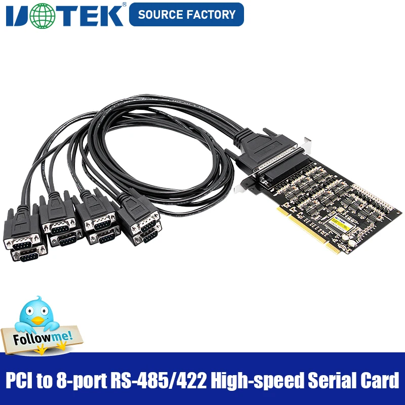 Фото UOTEK Промышленный класс PCI к RS-485 Последовательная карта RS485 RS422 8-портовый высокоскоростной преобразователь расширения DR62 UT-728A №1